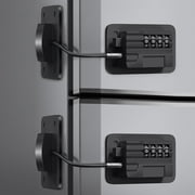 Refrigerator Lock, Heavy Duty Fridge Lock, Combination Lock for Refrigerator Cabinets, Drawers, Safety Lock, Easy Install No Keys Needed Black-2 Pack