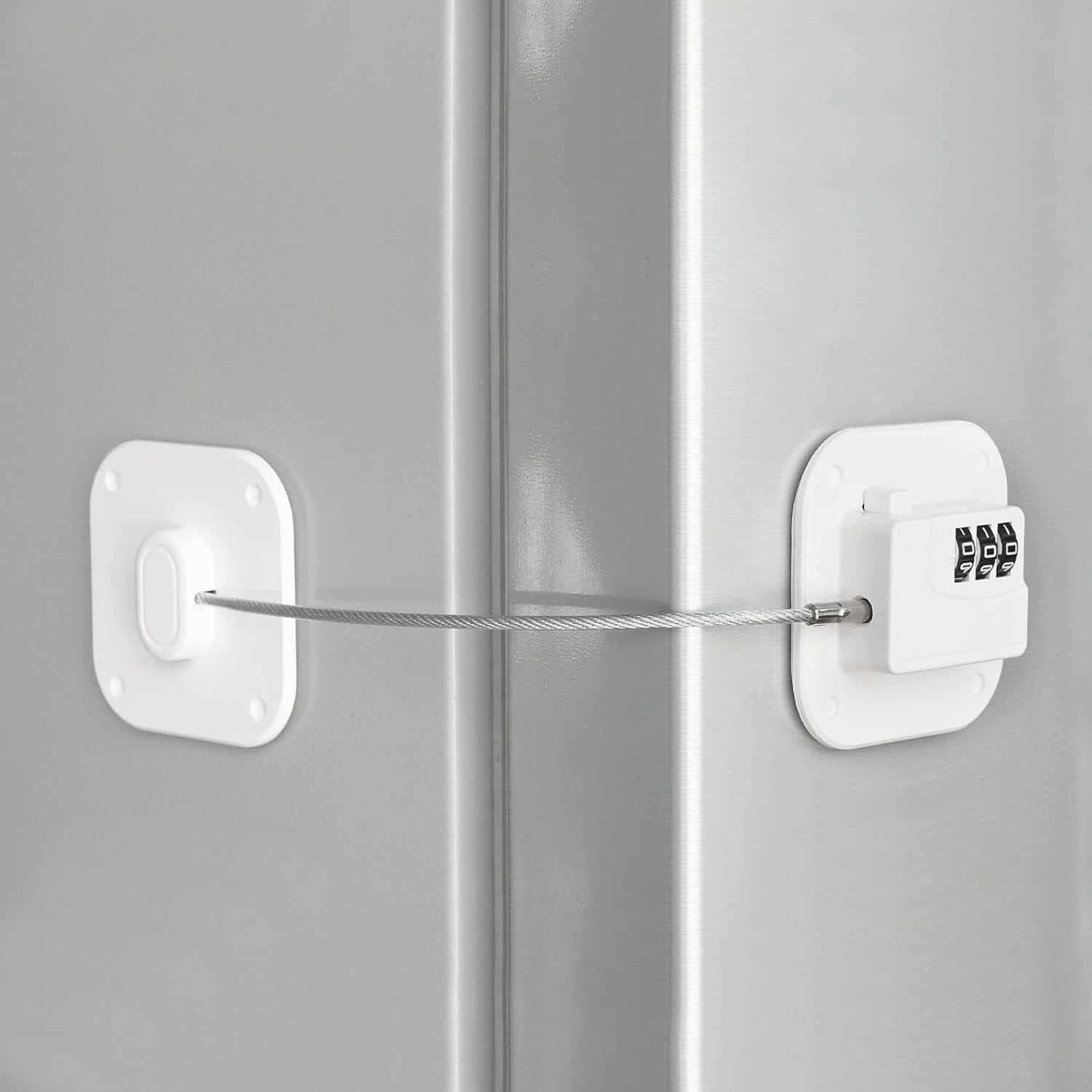 Refrigerator Lock, Heavy Duty Fridge Lock, Combination Lock for Refrigerator Cabinets, Drawers, Safety, Easy Install No Keys Needed (Black-2Pack)