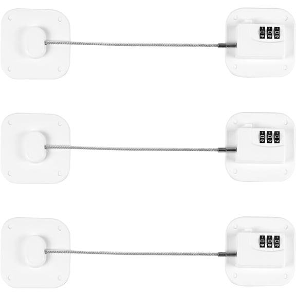 Refrigerator Lock, Heavy Duty Fridge Lock, Combination Lock for Refrigerator Cabinets, Drawers, Safety, Easy Install No Keys Needed (Black-2Pack)