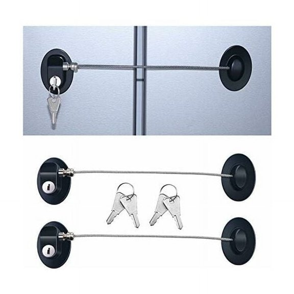 Refrigerator Lock, Heavy-Duty Material Multi-Use Security Device with Strong Adhesive for Unsupervised Access Prevention
