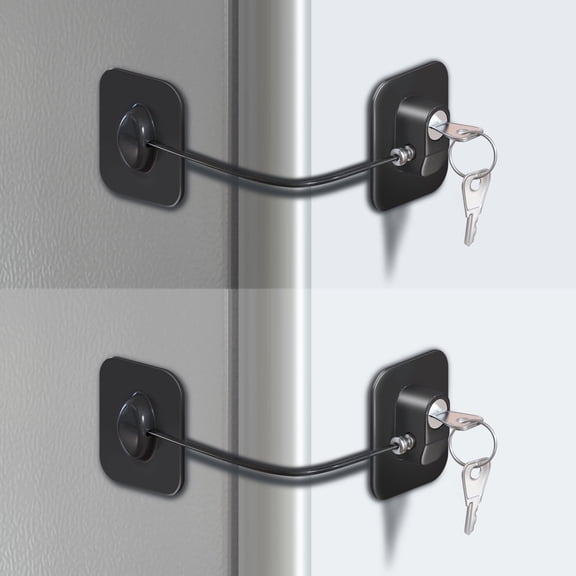Refrigerator Lock,Multi-functional Cabinet Safety Locks with Keys, 2-Pack (Black)