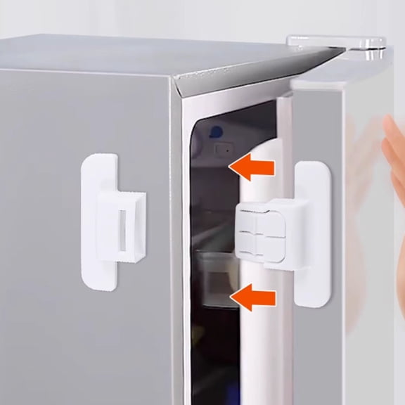 Refrigerator Lock - Self Adhesive No Drill Fridge Lock, Cabinet & Freezer Door Lock for Kitchen