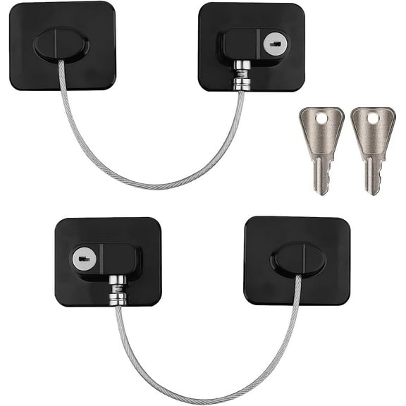 Refrigerator Locks with Keys, Freezer Lock Cabinet Fridge Door Drawers Air Oven Air Fryer Closets Windows Lock 2 Pack