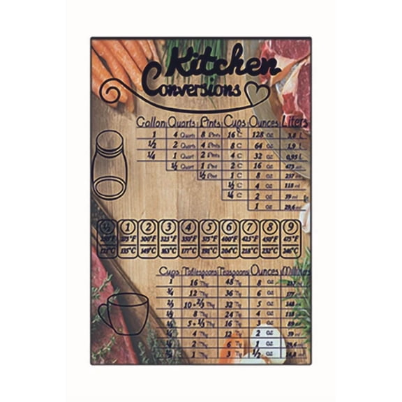 Refrigerator Magnet 9 X 6 In. Measurement Kitchen Conversion Cooking Chart