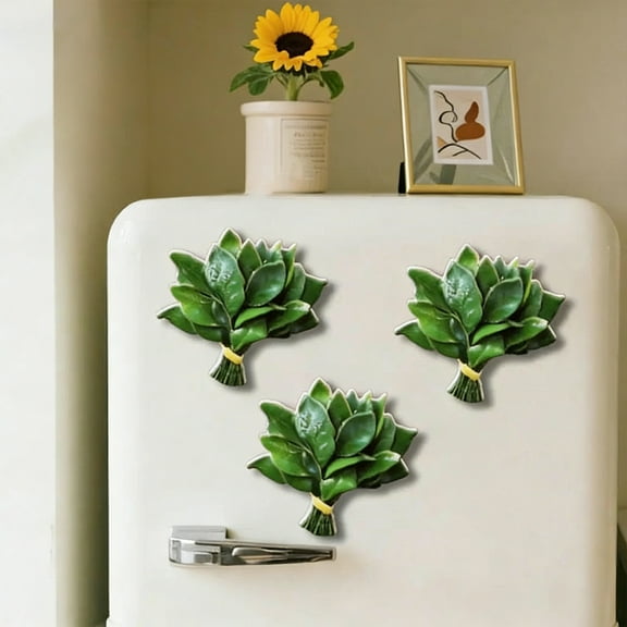 Refrigerator Magnet Grapefruit Leaf Refrigerator Magnet Green Artificial Foliage Fridge Decor Magnetic Kitchen Decoration Fridge Magnet