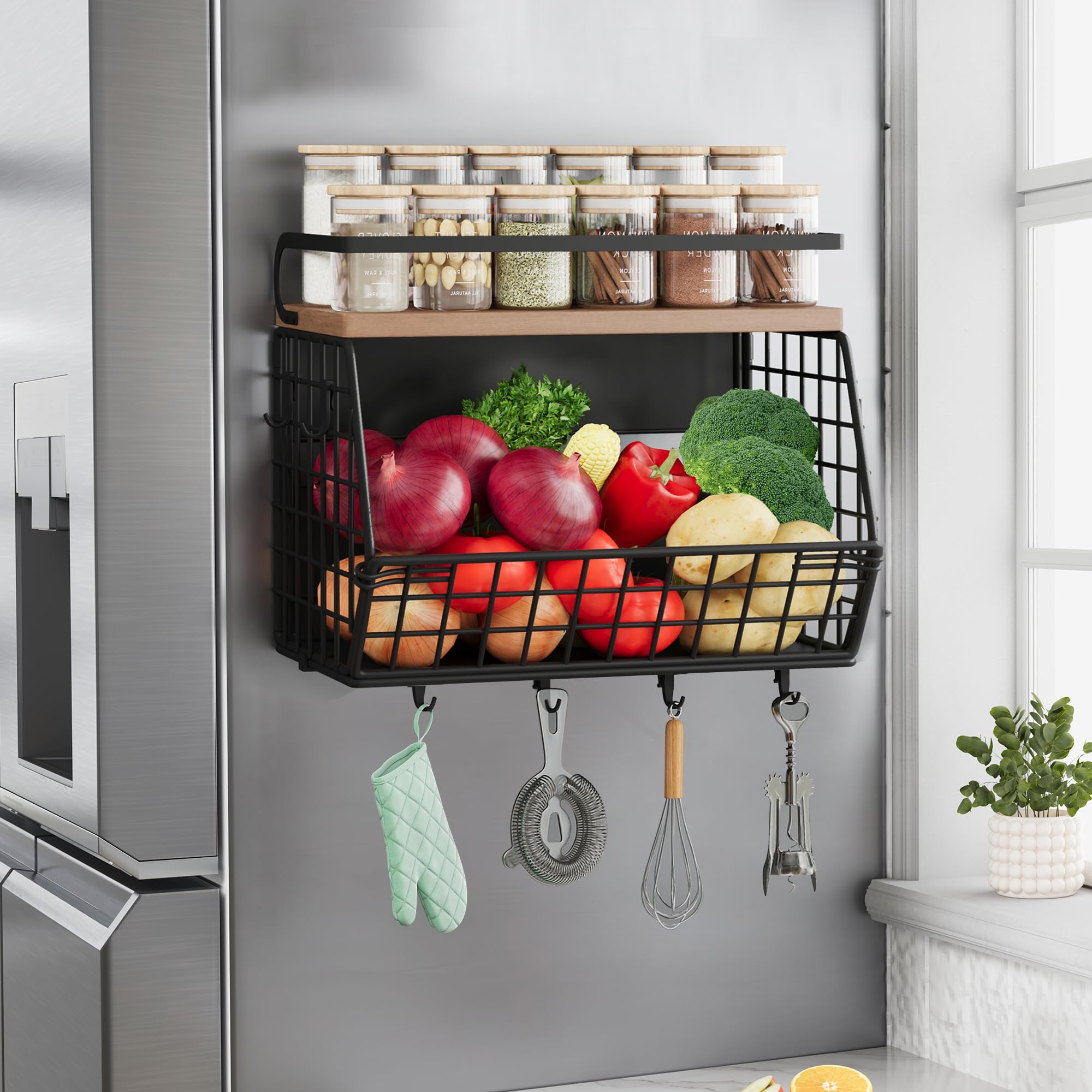 Refrigerator Magnetic Shelf, Heavy Duty Spice and Vegetable Organizer ...