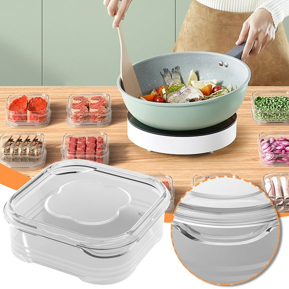 Refrigerator Meat Storage Box with Dividers - Food Grade Small Preservation Container for Fresh Food Organization, 1-Pack