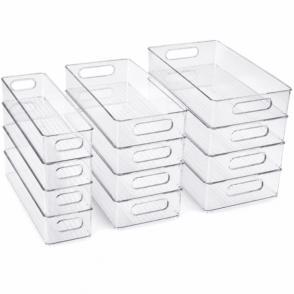Refrigerator Organizer Bins, 3 Sizes Stackable Clear Pantry with Handles for Fridge, Freezer, Shelves, Drawer, Snack Organizer  Home & Kitchen,Boxes,Containers Plastic Baskets