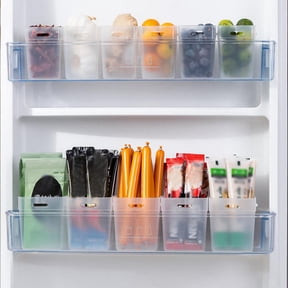 Refrigerator Organizer Bins , Fridge Side Door Storage Containers Plastic Translucent Pack of 2
