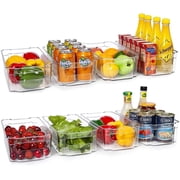 Sindcom Refrigerator Organizer Bins, 8pcs Clear Bins, Pantry Kitchen Organization and Storage, 12.5 Long