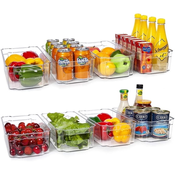 Sindcom Refrigerator Organizer Bins, 8pcs Clear Bins, Pantry Kitchen Organization and Storage, 12.5" Long