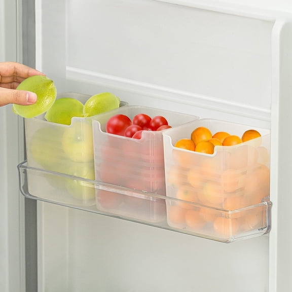 Refrigerator Organizer Box, Fridge Side Door Storage Containers Plastic Translucent Pack of 3