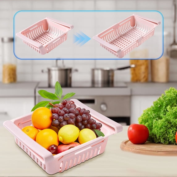 Refrigerator Organizer, Pull Out Storage Rack, Expandable Adjustable Shelves, Maximize Fridge Space, for Home Kitchen Use