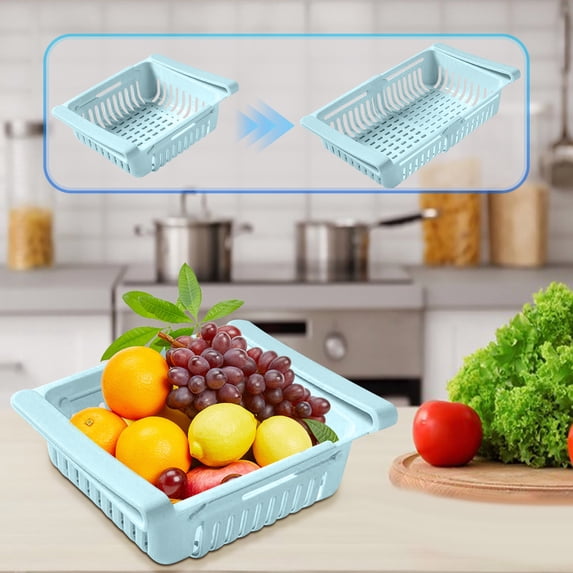 Refrigerator Organizer, Pull Out Storage Rack, Expandable Adjustable Shelves, Maximize Fridge Space, for Home Kitchen Use