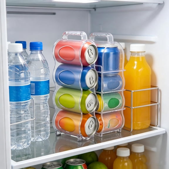 Refrigerator Organizers and Storage, PorTables Fridge Organizer with 4 compartment,Non- Transparent Can Organizer for Pantry,Standable Water Bottle Organizer&Sodas Can Organizer for Fridge