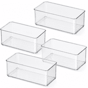 Refrigerator Organizers and Storage, Small Stackable Clear Plastic Bins for Pantry Organizer, Home Edit, Kitchen Cabinet, Fridge, Bathroom, Office, Drawer