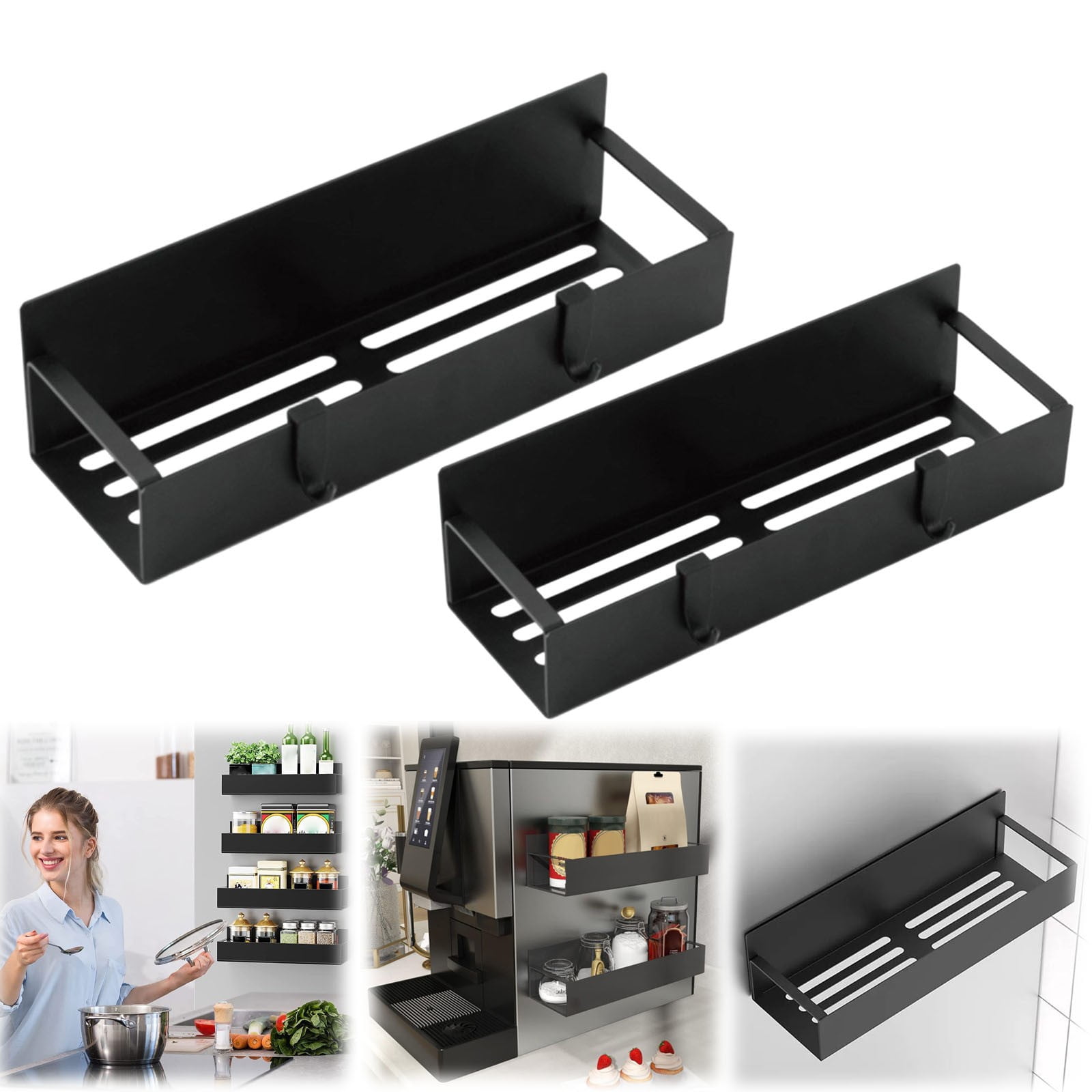 Refrigerator Oven Storage Rack Organizer Black Fridge Kitchen Shelf