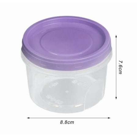 Refrigerator Plastic Food Storage Containers with Lid,BPA Free Freezer Food Storage Meal Prep Container with Leakproof Lids for Pantry Organizer,Multipurpose Round Storage Container,Purple,3.46x2.99"