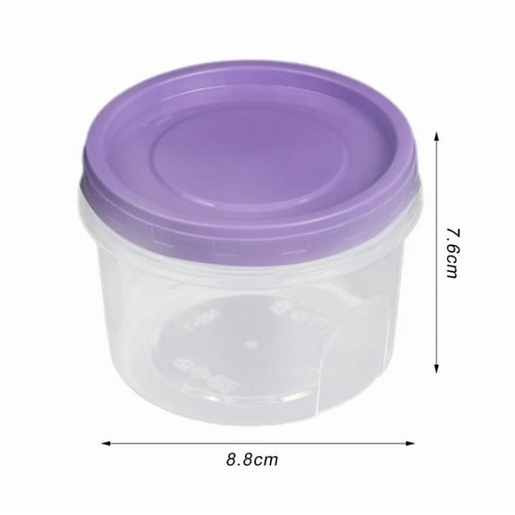 Refrigerator Plastic Food Storage Containers with Lid,BPA Free Freezer Food Storage Meal Prep Container with Leakproof Lids for Pantry Organizer,Multipurpose Round Storage Container,Purple,3.46x2.99"