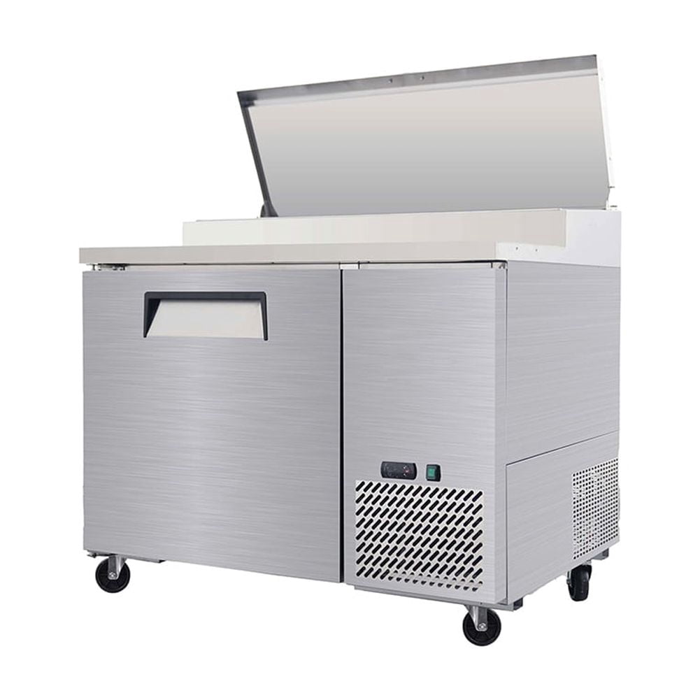 Refrigerator Sandwich & Salad Prep Table, Commercial Refrigerator with Adjustable Shelf Brackets, Insulation Lid & Casters, Stainless Steel 3 Door Worktop Fridge for Restaurants, Bar, Shops