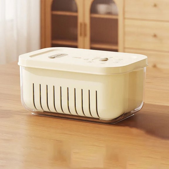 Refrigerator Sealed Box for Vegetable Fruit Crisper Box with Drain Basket Double-layer Food Organizer Containers Reusable Case