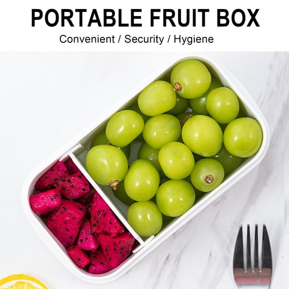 Refrigerator Sealed Compartment Fruit Fresh-keeping Box, Transparent with Lid Portable Microwave-heated Lunch Box, BPA-Free Plastic Food Storage Container for Meal Prep, Stackable Divided Box