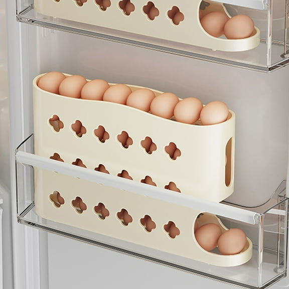 Refrigerator Side Door Egg Storage Container, Sliding Drawer for Fridge Organization, Anti-Collision Egg Holder, Kitchen Fresh Food Organizer, 12-Capacity