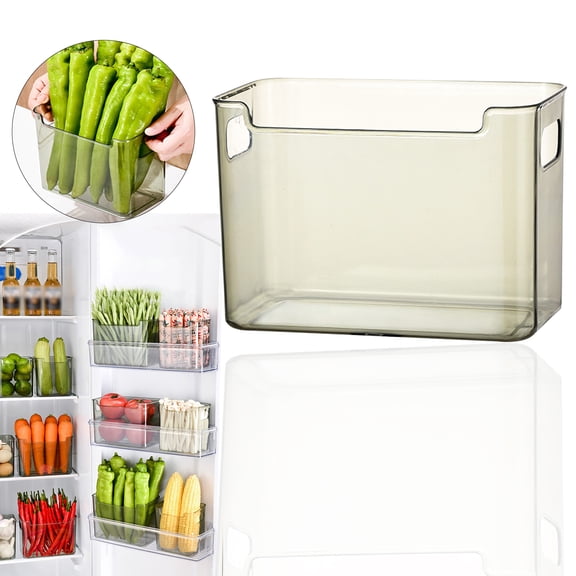 Refrigerator Side Door Storage Bin,6.7x4.7 Inch Green Plastic Freezer Organizer Bins,Multi Functional Kitchen Classification Storage Box with Handles Space Saving(L)