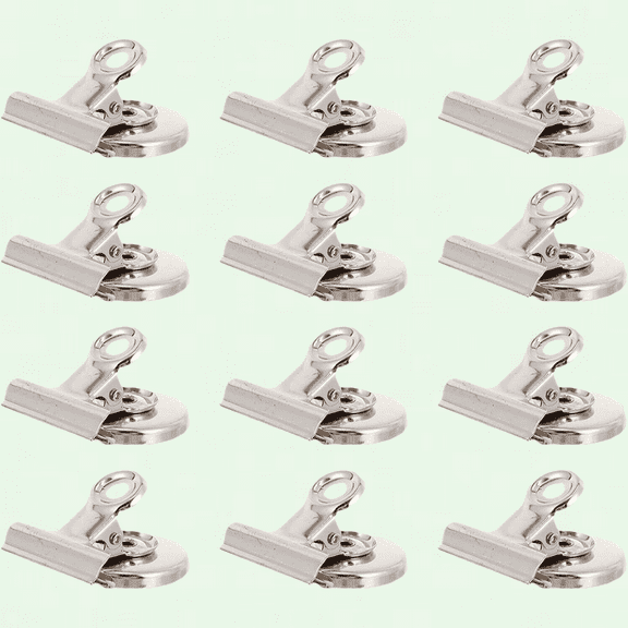 Refrigerator Stainless Chip Sleeve Clips, 12pcs Heavy Duty Magnet Clamps for Office and Kitchen