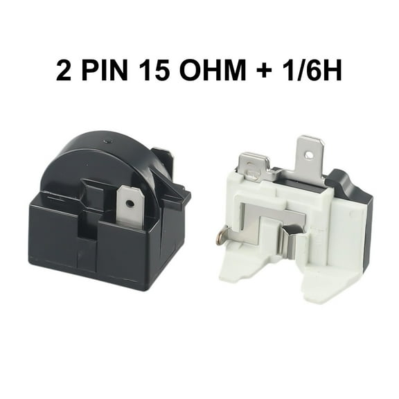 Refrigerator Starting Relay and Overload Protector for Mini Refrigerators 2 Pin 15 Ohm + 1/6H