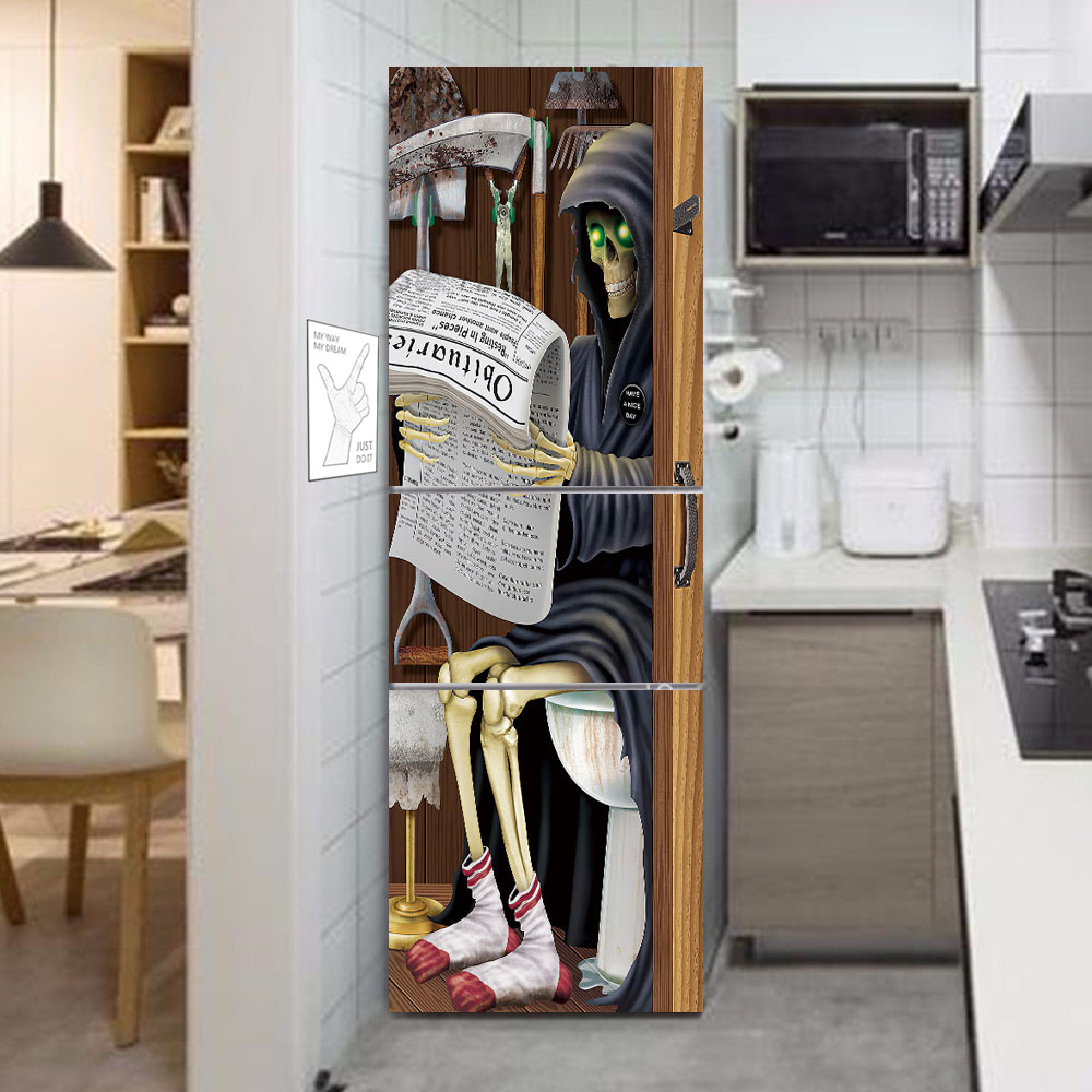 Refrigerator Stickers Self-adhesive Landscape Flower Coffee Fridge Door ...