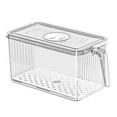 Refrigerator Storage Bin with Handle Clear PET Plastic Kitchen Drain