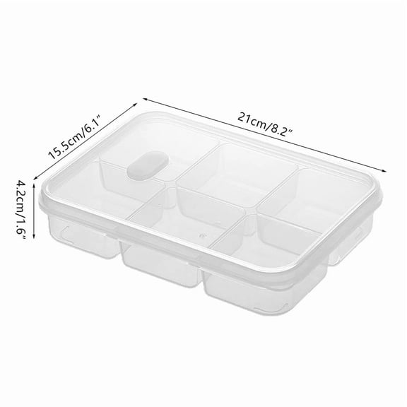 Refrigerator Storage Box 4/6 Grid – Clear Fridge Organizer Basket for Vegetable Fruit Meat Food Storage with Drain Design