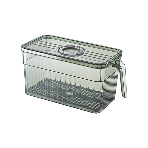 Refrigerator Storage Box with Lid, Crisper & Fridge Organizer for Vegetables Fruits Eggs, Food-Grade Fresh-Keeping BPA-Free, Bento Stackable Bin Clear Plastic, Small 3L Large 5L, Date Dial