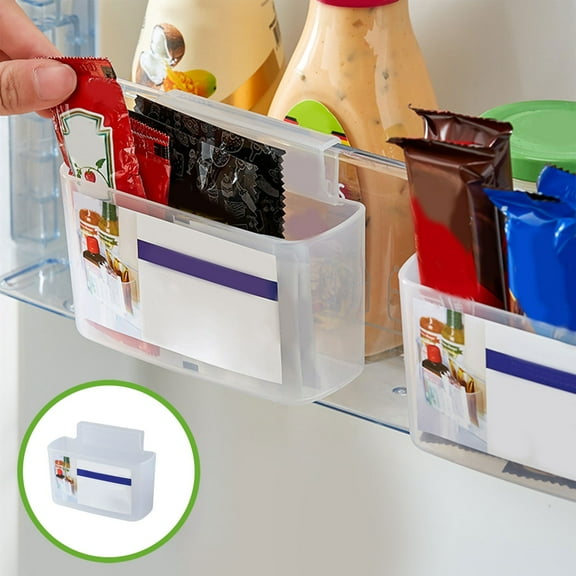 Refrigerator Storage Box Semi Transparent Seasoning Bag Organizer with Secure Buckle for Small Items and Miscellaneous Storage Rack to Maximize Fridge Space and Reduce Clutter for Efficient Topliu