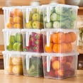 thumbnail image 1 of Refrigerator Storage Box Stackable Clear Food Container Handled Food Grade PP5 Fridge Organizer for Vegetables, Fruits, Eggs & Kitchen Pantry Organization Use, 1 of 8