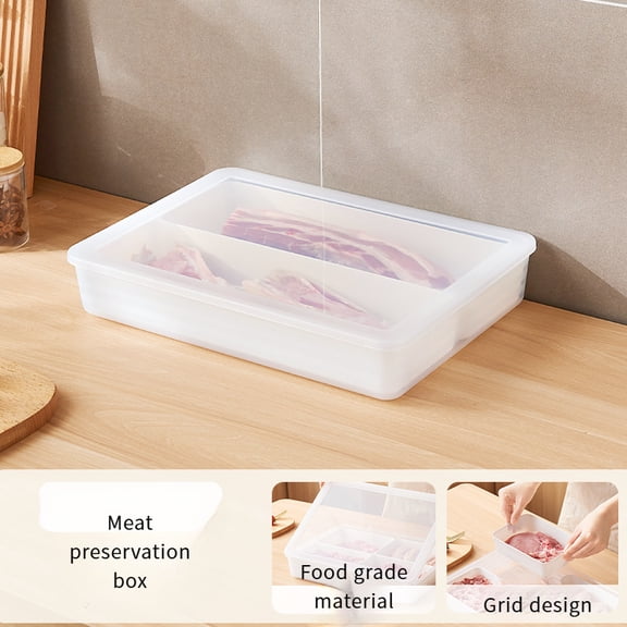 Refrigerator Storage Box with Lid Kitchen Food Grade PP Meat Compartment Sealed Box Freezing Special Frozen Meat Preservation Box
