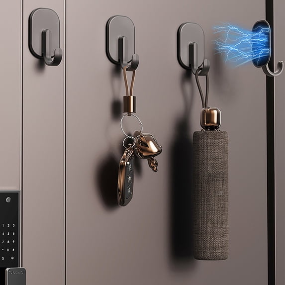 Refrigerator Strong Magnetic Hooks - No-Drill Thick Reusable Suction Hooks, Multifunctional for Washer Door Rear Home Kitchen Bathroom Storage & Hanging Organization, 3*2*1in, Gray