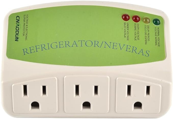 Refrigerator Surge Protector, CNAODUN Home Appliance 3 Outlet Power Surge Protector Voltage Brownout Outlet Suitable for PC/TV/Refrigerator 120V 15A(1 Pack)