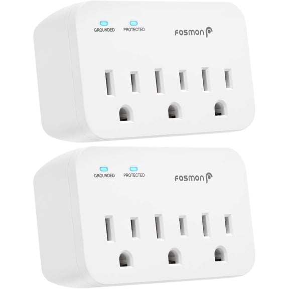 Refrigerator Surge r, 3 Outlet Heavy Duty Appliance Surge r with High Joules for Fridge, Microwave, Washing Maine, Garage Door, 1200J, 1875 Watts, 3 Prong, ETL Lted- 2 Pack