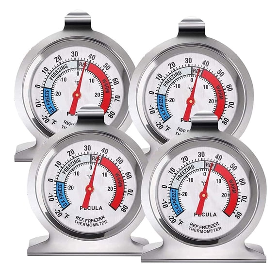 Refrigerator Thermometer, 30-30°C/20-80°F, Classic Fridge Thermometer Large Dial with Red Indicator Thermometer for Freezer Refrigerator Cooler