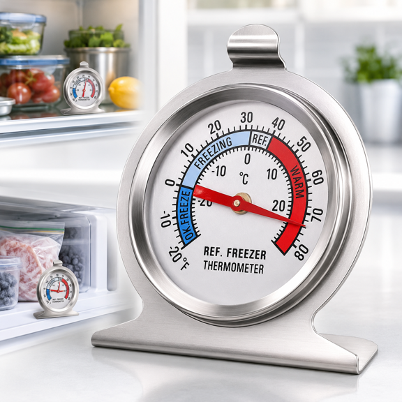 Refrigerator Thermometer, Classic Fridge Thermometer Large Dial With Hanging Hook for Freezer Refrigerator Monitoring, Home, Kitchen