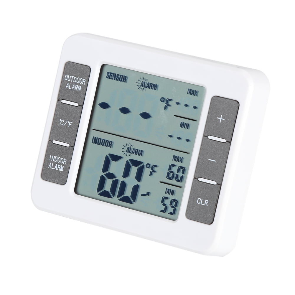 Refrigerator Thermometer, Freezer Alarm Wireless Indoor Outdoor Thermometer, Sensor Temperature Monitor with Audible Alarm Temperature Gauge for Freezer Kitchen Home