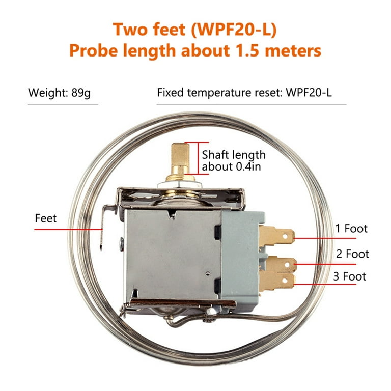 Refrigerator Thermostat WDF20 with 59(150cm) Probe Replacement Part for  Most Fridge or Mini Fridge Models to Repair Issues Like No Cooling, Severe
