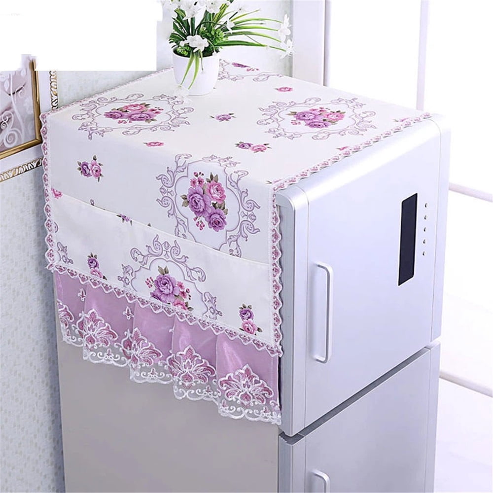 Refrigerator Washing Machine Top Cover Non-slip Fridge Dust Proof Cover Multi-Purpose Washing Machine with Storage Pockets 55*140cm