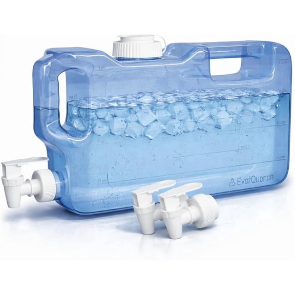 Refrigerator Water Dispenser 1.1 Gallon Bottle with 2 Spigots - BPA Free Plastic Slim Water Jug with Spout Leak Proof | Refillable Fridge Water Container, Convenient Handles