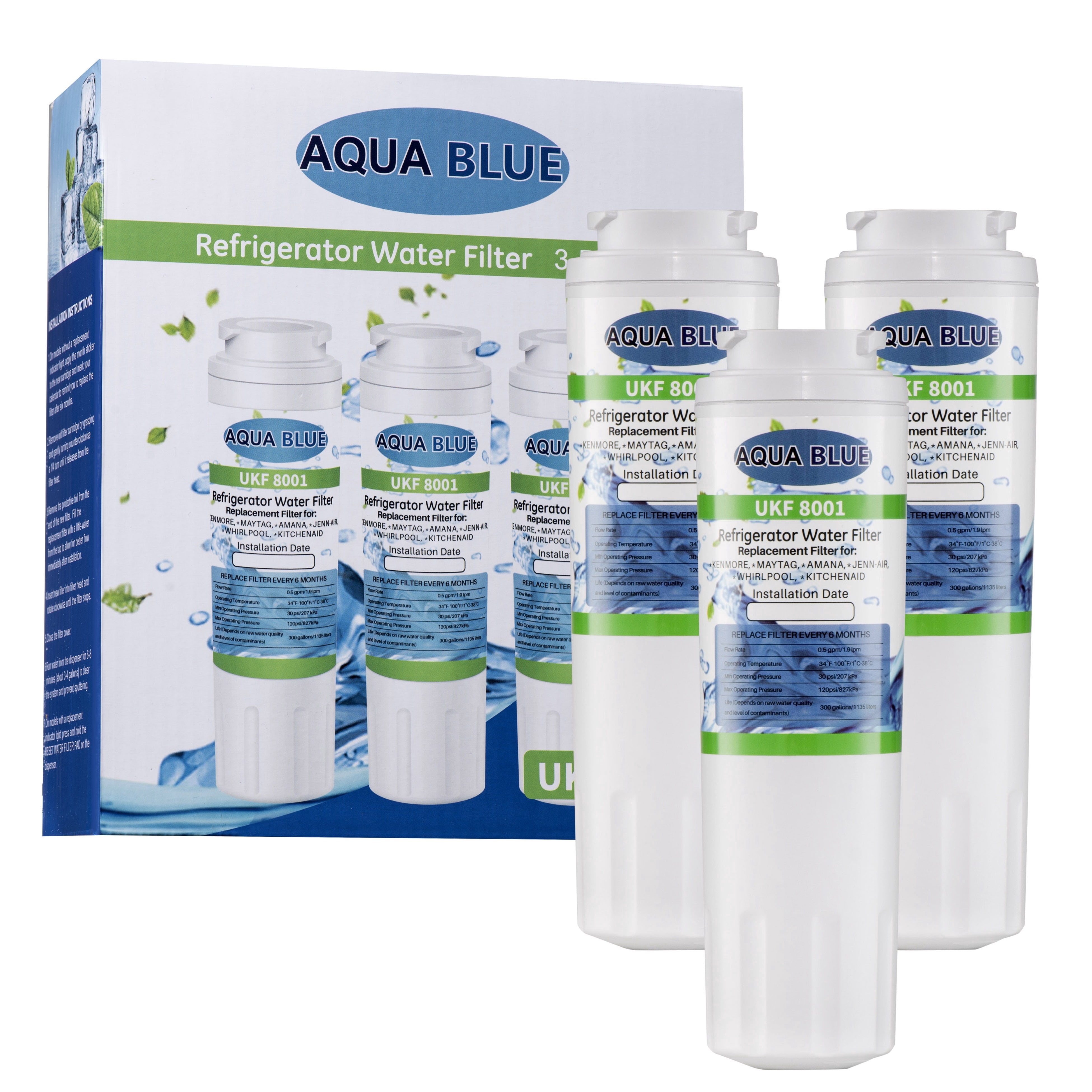 Refrigerator Water Filter For Whirlpool WRX735SDHZ03 WRX735SDHZ02 WRX735SDHZ01  (3 Pack)