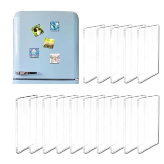 Refrigerator magnets, 15 Pack 2x2 Inch Square Acrylic Magnets with Magnets & Adhesive, Ideal for Sublimation, Personalized Gifts & Kitchen/Locker Use