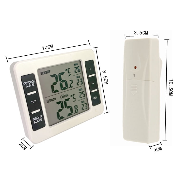 Refrigerator thermometer, one to two, household wireless indoor and outdoor thermometer with 2 sensors, alarm display, wireless indoor and outdoor thermometer,1 drag 1