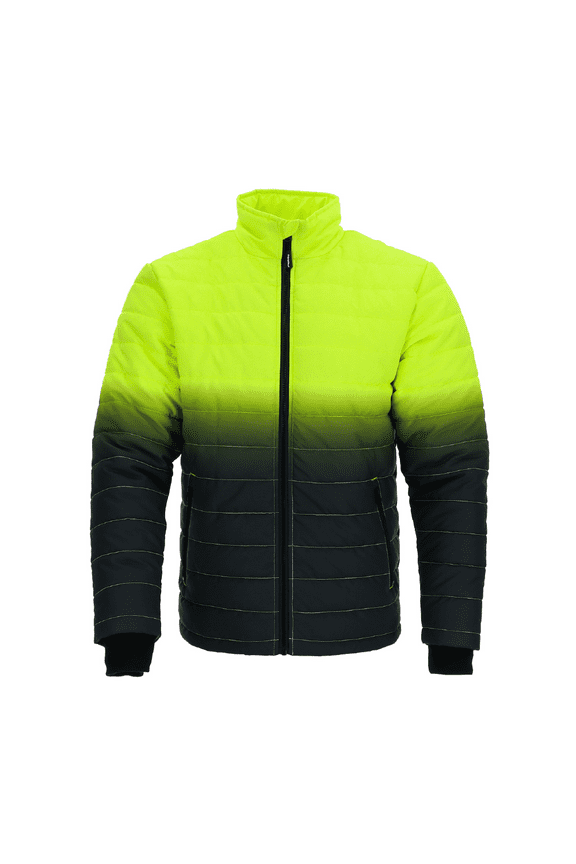 Men's Enhanced Visibility Quilted Jacket - High-Visibility, Insulated, Lightweight Work Coat for Cold Weather